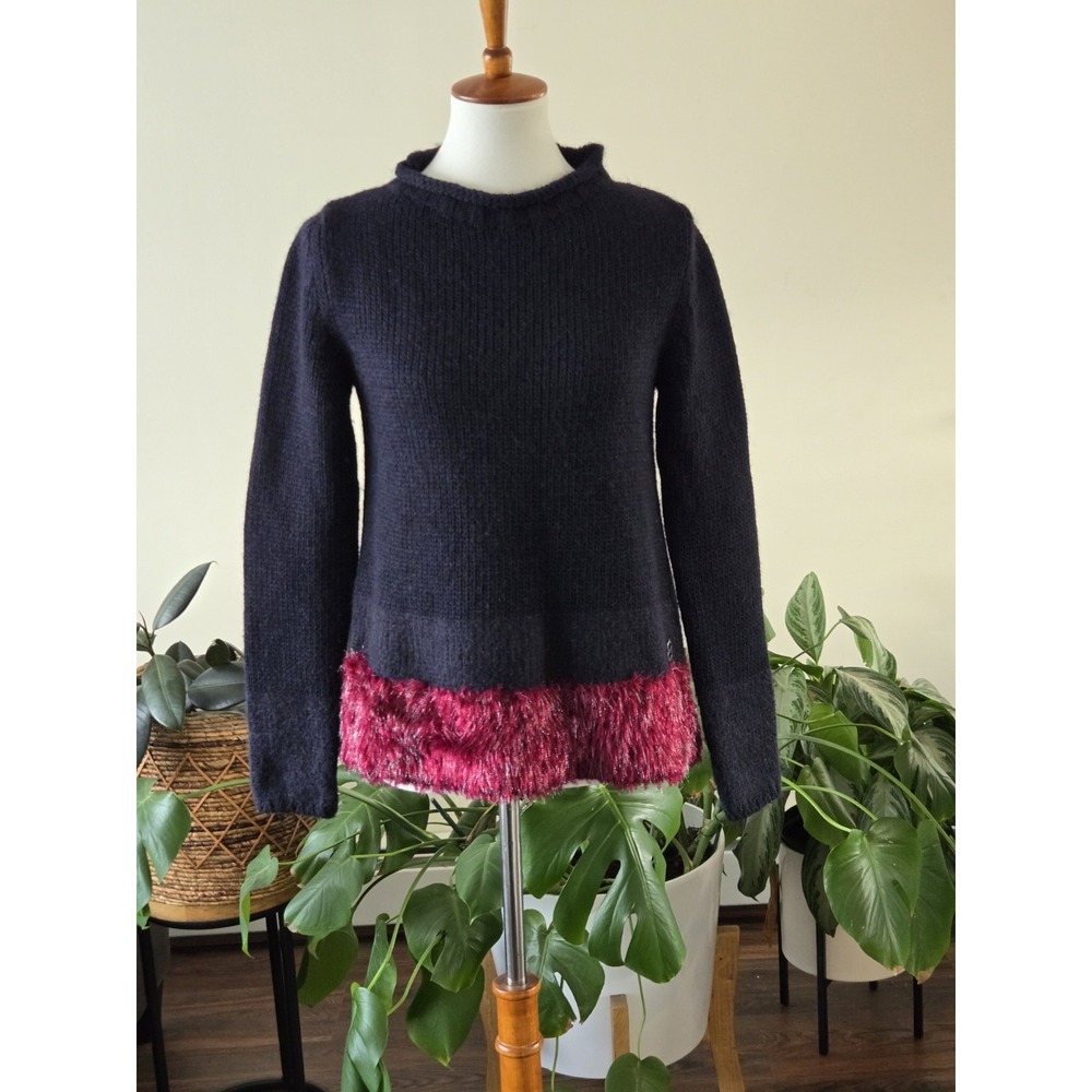 Ottod'Ame Pullover Wool Alpaca Mohair Blend Sweater Black Red Womens Size 6